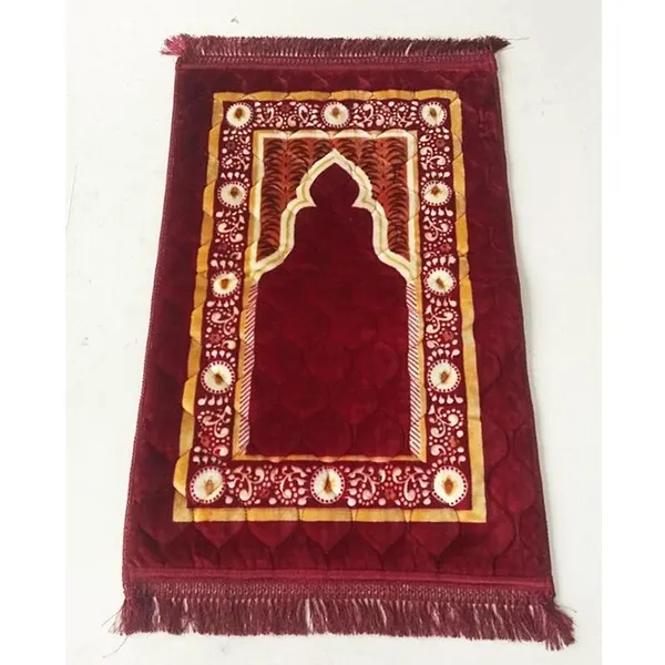 Luxury Foldable Portable Memory Foam Padded Muslim Prayer Mat Stand Set Customizable Couples Machine Made Washable photo-4