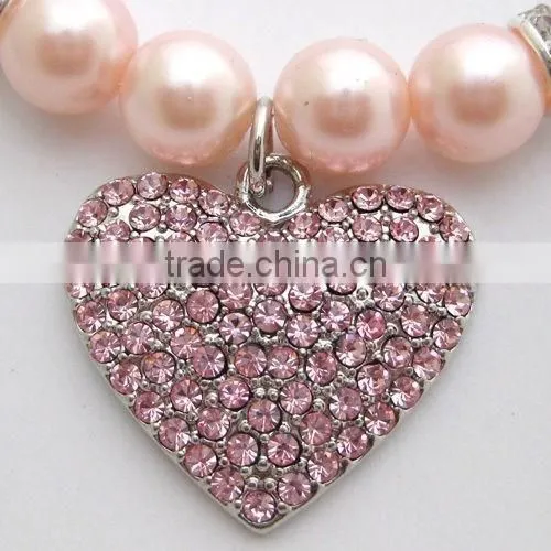 Customized Crystal Pearl Pet Heart Charm Necklace in Wholesale photo-2
