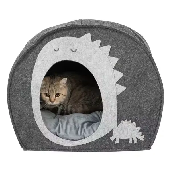 Winter Soft Warm Semi-Enclosed Cat Litter Dog Bed House Indoor Cozy Comfy Pet Cat Bed photo-2