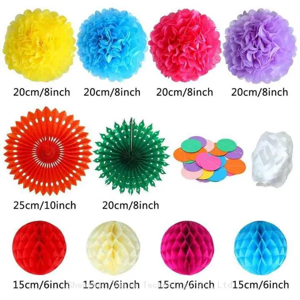 Mexican Fiesta Party Decorations Colorful Paper Fan Flower Ball Set for Birthday Cinco De Mayo With Paper Fan photo-2