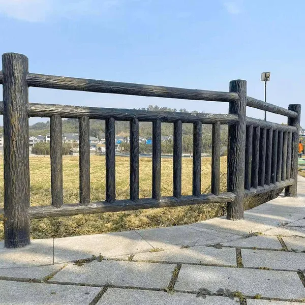 Cement Imitation Wood Guardrails for Gardens, Riversides, and Parks, Antique-style Railings, Imitation Bark Concrete Fences, and New Rural Fences photo-3