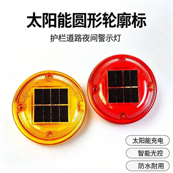 Solar Road Stud Circular Column Flashing Light Night Safety Strobe Light Road Construction Light Control Warning Light