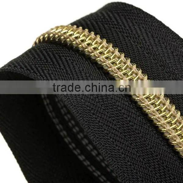 Nylon Zipper With Golden Teeth