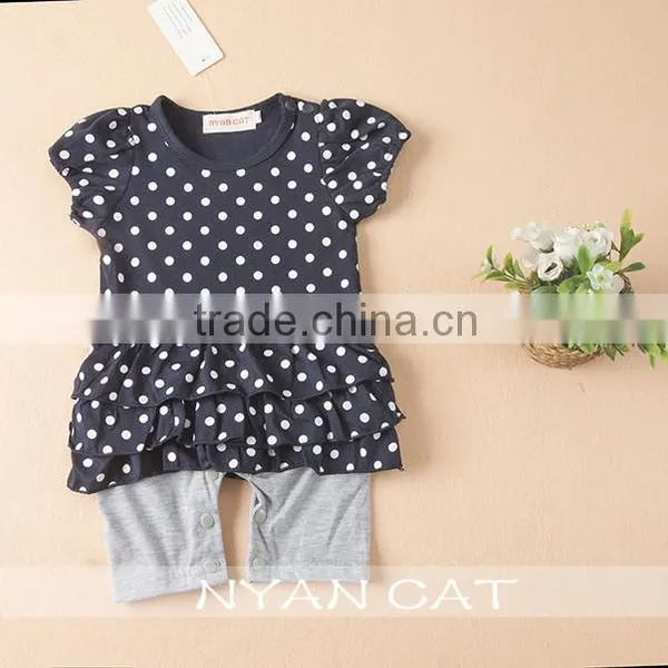 2016 Summer Cute Baby Girl Lovely Modeling Dot Kids Girl Bow Tie Baby Romper Children Girl Junpsuits photo-3