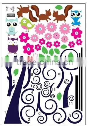 ALFOREVER the Colorful Owl Tree Sticker,putty Owl Decals photo-2