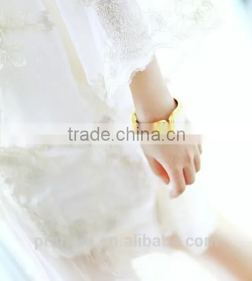 Exaggerate Cuff Bangles Gold Plated Metal Glaze Rhinestones Statement Bracelets photo-4