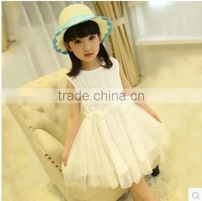 Kids Girls Dress Summer 2015 Lace Embroidery Dress Princess Rose Children Cotton Short Sleeved Dress photo-4