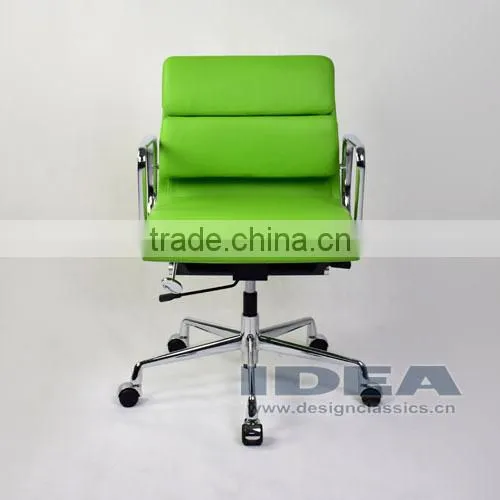 Replica Charles and Ray EA217 Low Back Soft Pad Desk Chair - Salad Green Color Genuine Leather photo-2