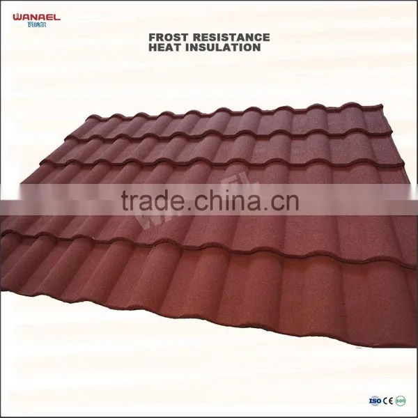 Wanael Milan 1340x420mm Sand Coated Steel Roofing Materials Spanish Red Color Roofing photo-2