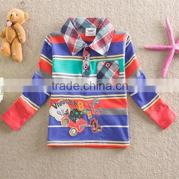 2-6Y (82151#stripe) Nova Kids Wear Baby Boy Long Sleeve t Shirt Cotton Cars Embriodered Tops