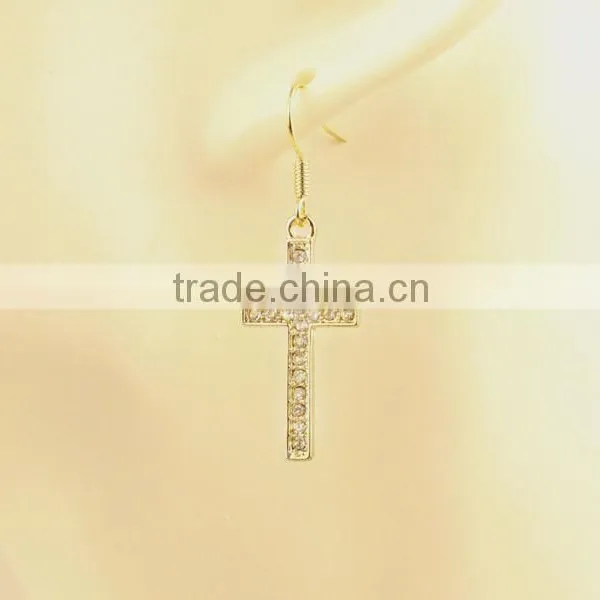 Crystal Gold Cross Dangle Women Earrings photo-6