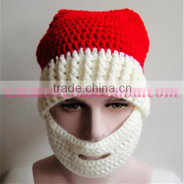 Merry Christmas Wool Hat,handmade Woven Hat With Beard,wool Felt Christmas Hat photo-2