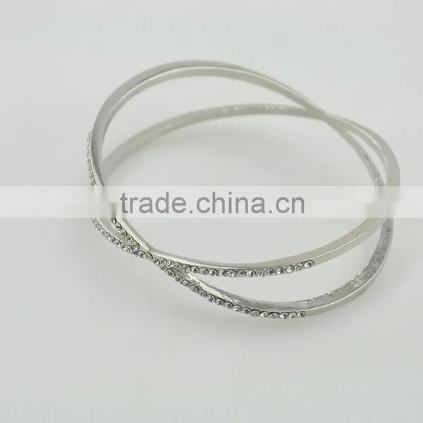 Silver Personalized Women Bracelets With X Shape Crystal Design Bangles photo-4