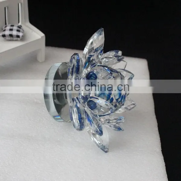 Wholesale Clear Blue Lotus Glassware for Decorative photo-5