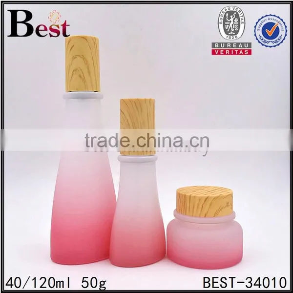 50g Empty Pink Color Glass Cream Jar With Bamboo Screw Cap photo-4