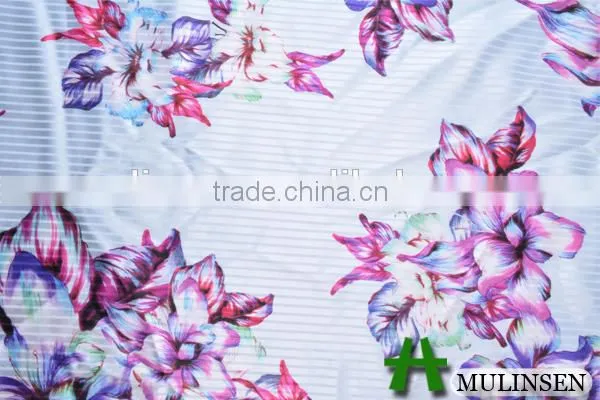 Shaoxing Mulinsen Woven New Design Print Stretch Satin Jacquard Fabric photo-6