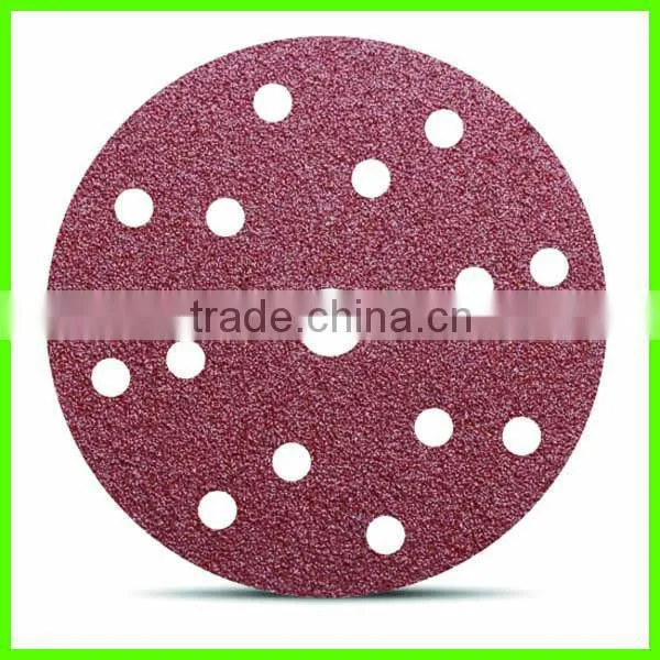 Red Round Aluminum Oxide Hook and Loop Disc Sandpaper Disc Made in China photo-3