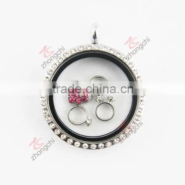 30MM Round Crystals Fancy Glass Locket Pendant photo-3