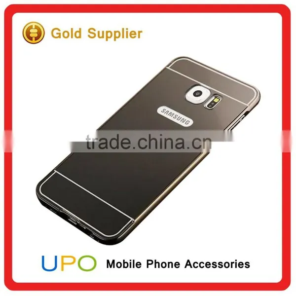 [UPO] Luxury 24K Gold Metal Aluminum Bumper Ultra-thin Back Mirror Back Cover Case for Samsung Galaxy s6 Edge Mirror Case photo-5