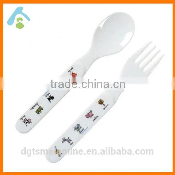 BPA-free Cute Melamine Fork and Spoon for Young Children photo-4