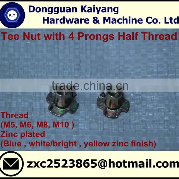 4 Prongs Tee Nut; T Nut (Half Threaded) for Furniture; M5, M6, M8, M10 photo-3