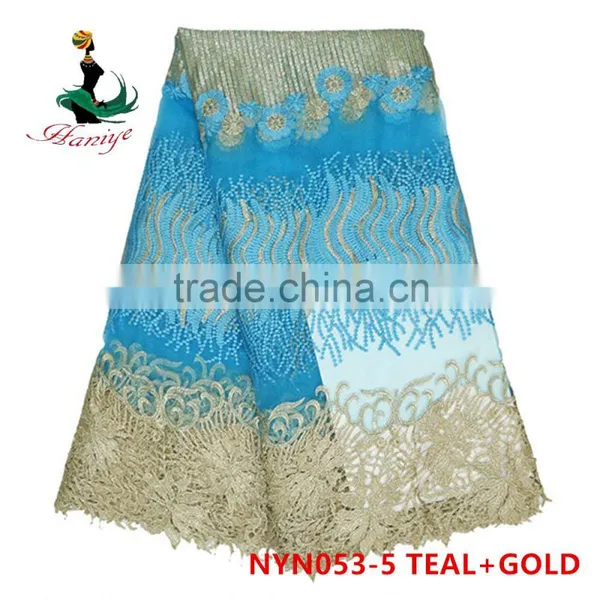 2016 Haniye Nigeria African Tulle Lace Fabric Embroidery French Net Lace Fabric for Wedding/NYN53 photo-5