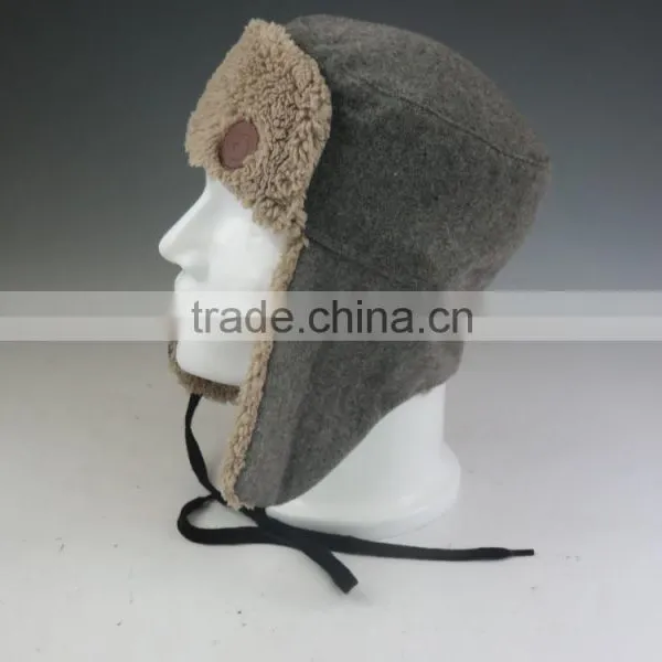 Fleece Winter Hat With Leather Patch photo-4