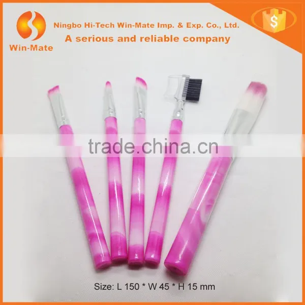 5pcs Professional Pink Nylon Hair& Plastic Handle Personalized Makeup Brush Set photo-2
