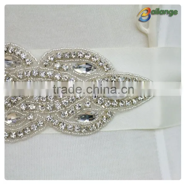 2016 Fancy New Fashion Sew-on Fancy Rhinestone Sash Belt for Wedding Dress photo-2