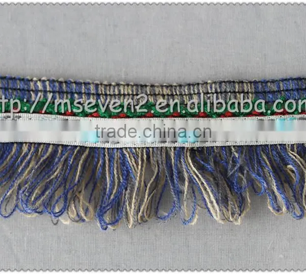 6.3cm Polyester Fringe Tassel, Woolen Fringe Trimming With Jacquard, Decorative Jacquard Tape for Garment photo-4