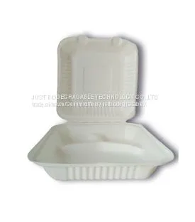 JUST Biodegradable Sugarcane & Bamboo Lunch Box Clamshell H9