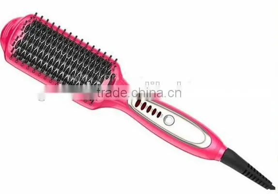 Pink 3 In 1 Professional Hair Salon Equipment Electric Hair Straightener Brush With Hair Curler photo-4