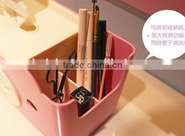 CY059 Multi-functional 4 Colors Tissue Box Cute Bear Paper Holder With Storage Grid photo-3