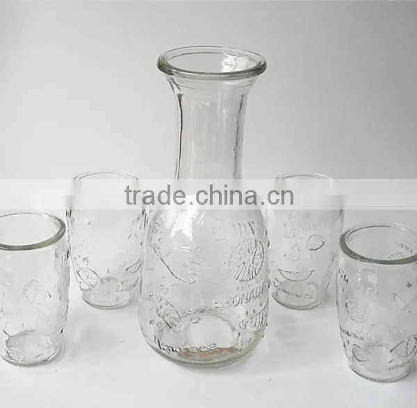 Lemonade Embossed Mango Juice Stemless Glass Tumbler Cup Drinking Set photo-2
