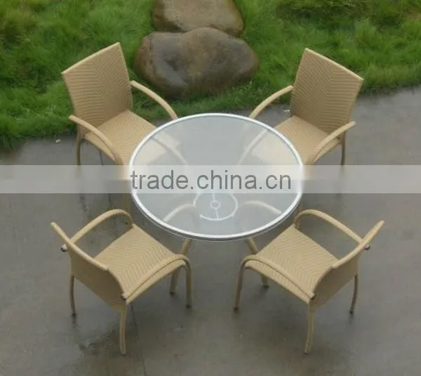 Aluminum Frame Rattan Coffee Set With Round Table photo-5