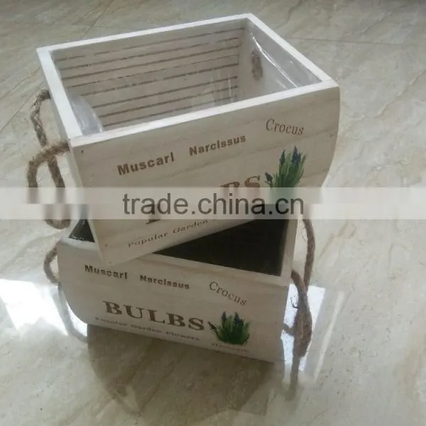 Wooden Flower Pot Double Lattice Handle Flower Pot photo-6