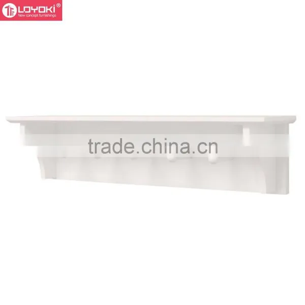 Wooden Wall Shelf With Coat Hooks for Indoor Room Wall Decoration Wall Floating Shelf With Wooden Clothes Pegs photo-5