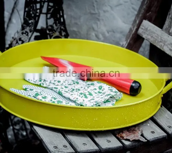 Fancy Round Colorful Printed Custom Metal Tin Dinner Plate Tin Tray Antislip Bar Serving Tin Trays photo-4