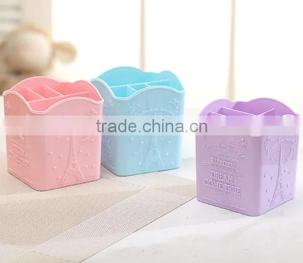 NEW Plastic Delicate 4 Compartment Colorful Barrel,pen Container for Study photo-5