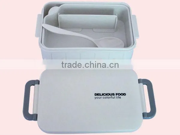 1.4LFood Grade Rectangle Two Layer Plastic Lunch Box With Spoon photo-3
