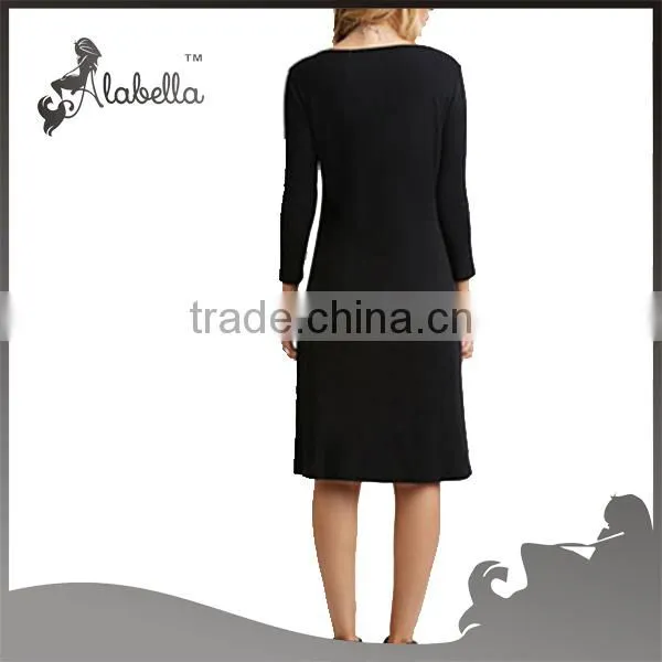 Latest Casual Dress Design Long Sleeve Dresses Black Dress photo-2