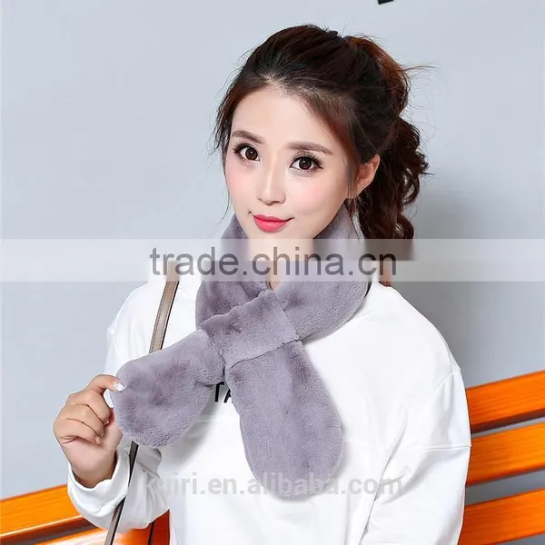 New Winter Fashion Women Scarf Faux Rabbit Fur Plush Warm Scarf Lady Solid Color Scarves photo-5