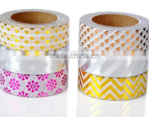 6 Pure Colors Washi Tape One Set Adhesive Paper Gold Stamping Carton Packing photo-3