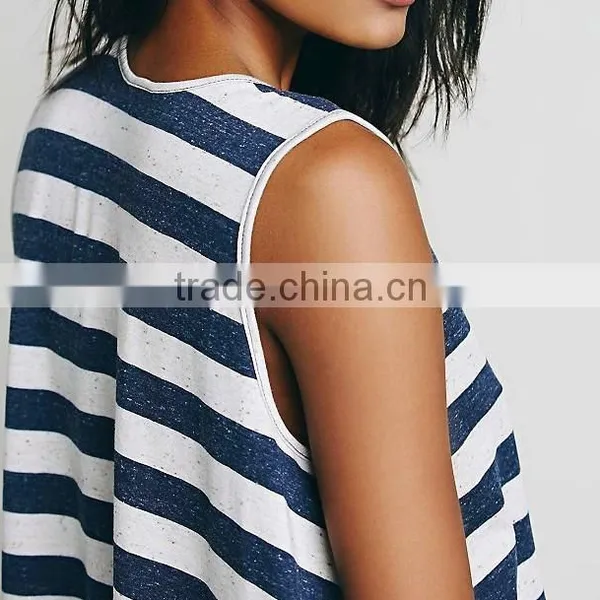 Casual Seaside Style Striped Swingy Sleeveless BEACH TUNIC DRESS 2015 Summer photo-4