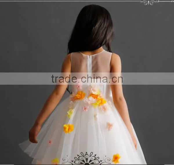 New Fashion Girl Floral Dress Pretty Girl Princess Dress With Yellow Flower Cute Kids Clothing GD90427-2 photo-2