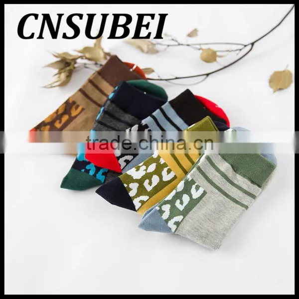 Customized Autumn Winter Mens Personality Warm Small Dot Mosaic Stripe High Tube Combed Cotton Tube Socks photo-2