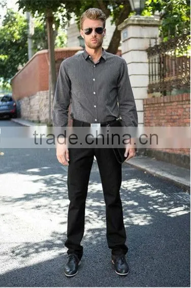 New Men's 100% Cotton Black White Striped Long Sleeve Slim Fit Business Shirt photo-2