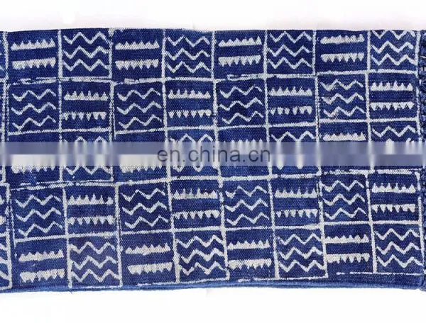 Home Decor Indigo Blue Print Rug Woven Cotton Carpet Bohemian Floor Mat Dari 3X5 photo-3