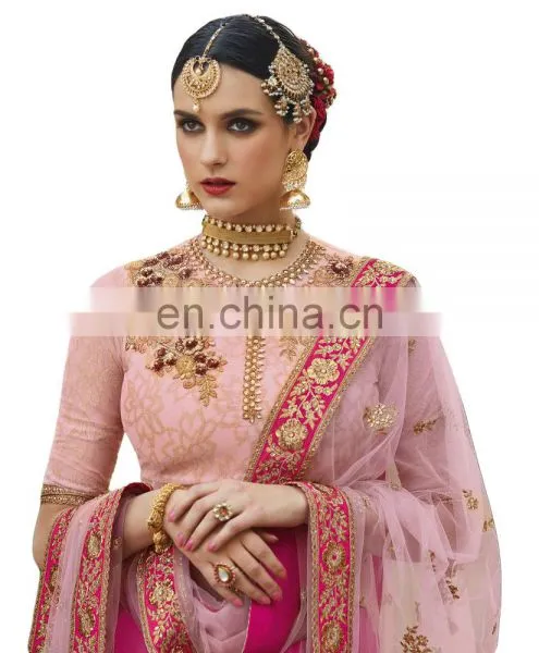 Wedding Wear Stylish Lehenga Choli + Bottom Pant Style Anarkali Suits Dress Material 2017 photo-5