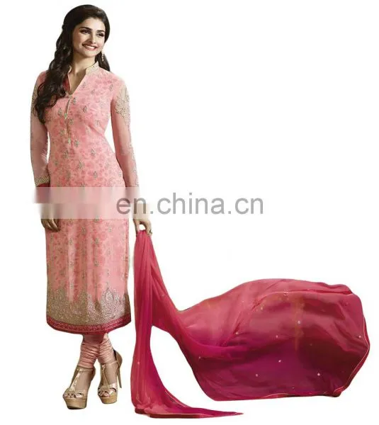 Attractive Pink Colour Semi-Stitched Salwar Kameez Dress Material For Party Wear / Casual Wear & Office Wear(salwar Kameez Suit) photo-2